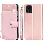 For alcatel 1B 2022 Zipper Bag Leather Phone Case(Rose Gold)