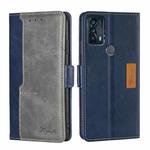 For TCL 20B/6159K Contrast Color Side Buckle Leather Phone Case(Blue + Grey)