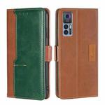For TCL 30 5G/30+ 5G Contrast Color Side Buckle Leather Phone Case(Light Brown + Green)