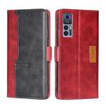 For TCL 30 5G/30+ 5G Contrast Color Side Buckle Leather Phone Case(Red + Black)