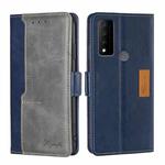For TCL 30 V 5G/T781S Contrast Color Side Buckle Leather Phone Case(Blue + Grey)