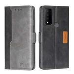 For TCL 30 V 5G/T781S Contrast Color Side Buckle Leather Phone Case(Black + Grey)