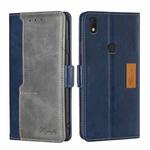 For Alcatel  Axel/Lumos Contrast Color Side Buckle Leather Phone Case(Blue + Grey)