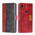 For Alcatel  Axel/Lumos Contrast Color Side Buckle Leather Phone Case(Red + Black)