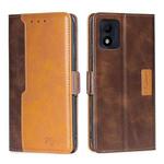 For Alcatel 1B 2022 Contrast Color Side Buckle Leather Phone Case(Dark Brown + Gold)