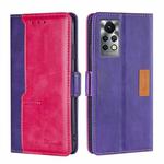 For Infinix Hot 11S/X6812 Contrast Color Side Buckle Leather Phone Case(Purple + Rose Red)