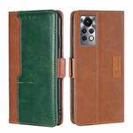 For Infinix Hot 11S/X6812 Contrast Color Side Buckle Leather Phone Case(Light Brown + Green)