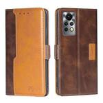 For Infinix Hot 11S/X6812 Contrast Color Side Buckle Leather Phone Case(Dark Brown + Gold)
