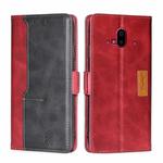 For Fujitsu Arrows F-52B Contrast Color Side Buckle Leather Phone Case(Red + Black)