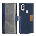 For Kyocera Android One S9/KC S304/Digno Sanga Edition Contrast Color Side Buckle Leather Phone Case(Blue + Grey)