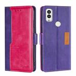 For Kyocera Android One S9/KC S304/Digno Sanga Edition Contrast Color Side Buckle Leather Phone Case(Purple + Rose Red)