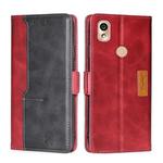 For Kyocera KY-51B Contrast Color Side Buckle Leather Phone Case(Red + Black)
