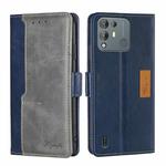 For Blackview A55 Pro Contrast Color Side Buckle Leather Phone Case(Blue + Grey)