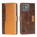 For Blackview A55 Pro Contrast Color Side Buckle Leather Phone Case(Dark Brown + Gold)