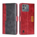 For Blackview A55 Pro Contrast Color Side Buckle Leather Phone Case(Red + Black)