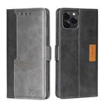 For Blackview A95 Contrast Color Side Buckle Leather Phone Case(Black + Grey)