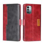 For Nokia G21/G11 Contrast Color Side Buckle Leather Phone Case(Red + Black)