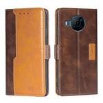 For Nokia X100 Contrast Color Side Buckle Leather Phone Case(Dark Brown + Gold)
