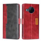 For Nokia X100 Contrast Color Side Buckle Leather Phone Case(Red + Black)