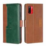 For Ulefone Note 12P Contrast Color Side Buckle Leather Phone Case(Light Brown + Green)