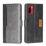 For Ulefone Note 12P Contrast Color Side Buckle Leather Phone Case(Black + Grey)