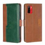 For Ulefone Note 13P Contrast Color Side Buckle Leather Phone Case(Light Brown + Green)