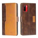 For Ulefone Note 13P Contrast Color Side Buckle Leather Phone Case(Dark Brown + Gold)