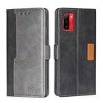 For Ulefone Note 13P Contrast Color Side Buckle Leather Phone Case(Black + Grey)