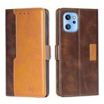 For UMIDIGI A13/A13 Pro/A13S Contrast Color Side Buckle Leather Phone Case(Dark Brown + Gold)