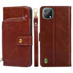 For Blackview A55 Zipper Bag Leather Phone Case(Brown)