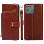 For Blackview A55 Pro Zipper Bag Leather Phone Case(Brown)