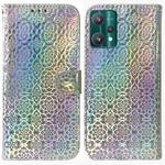 For OPPO Realme 9 Pro Colorful Magnetic Buckle Leather Phone Case(Silver)