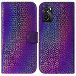 For OPPO Realme 9i / A76 4G / A36 Colorful Magnetic Buckle Leather Phone Case(Purple)