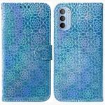 For Motorola Moto G51 Colorful Magnetic Buckle Leather Phone Case(Blue)