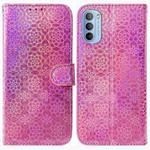 For Motorola Moto G51 Colorful Magnetic Buckle Leather Phone Case(Pink)