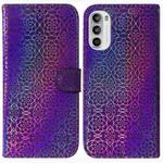 For Motorola Moto G52 Colorful Magnetic Buckle Leather Phone Case(Purple)