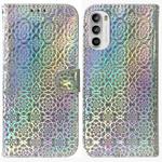 For Motorola Moto G52 Colorful Magnetic Buckle Leather Phone Case(Silver)