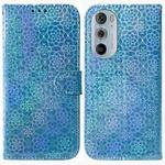 For Motorola Edge+ 2022 / 30 Pro Colorful Magnetic Buckle Leather Phone Case(Blue)