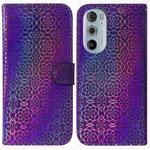 For Motorola Edge+ 2022 / 30 Pro Colorful Magnetic Buckle Leather Phone Case(Purple)