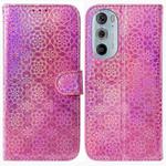 For Motorola Edge+ 2022 / 30 Pro Colorful Magnetic Buckle Leather Phone Case(Pink)