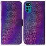 For Motorola Moto G22 Colorful Magnetic Buckle Leather Phone Case(Purple)