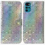 For Motorola Moto G22 Colorful Magnetic Buckle Leather Phone Case(Silver)