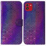 For Samsung Galaxy A03 164mm Colorful Magnetic Buckle Leather Phone Case(Purple)