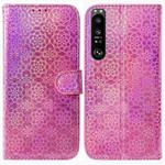 For Sony Xperia 1 III Colorful Magnetic Buckle Leather Phone Case(Pink)