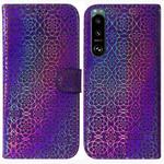 For Sony Xperia 5 III Colorful Magnetic Buckle Leather Phone Case(Purple)