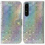 For Sony Xperia 1 IV Colorful Magnetic Buckle Leather Phone Case(Silver)