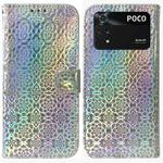 For Xiaomi Poco M4 Pro Colorful Magnetic Buckle Leather Phone Case(Silver)