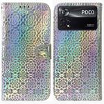 For Xiaomi Poco X4 Pro 5G Colorful Magnetic Buckle Leather Phone Case(Silver)