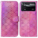 For Xiaomi Poco X4 Pro 5G Colorful Magnetic Buckle Leather Phone Case(Pink)