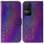 For Xiaomi Redmi K40S Colorful Magnetic Buckle Leather Phone Case(Purple)